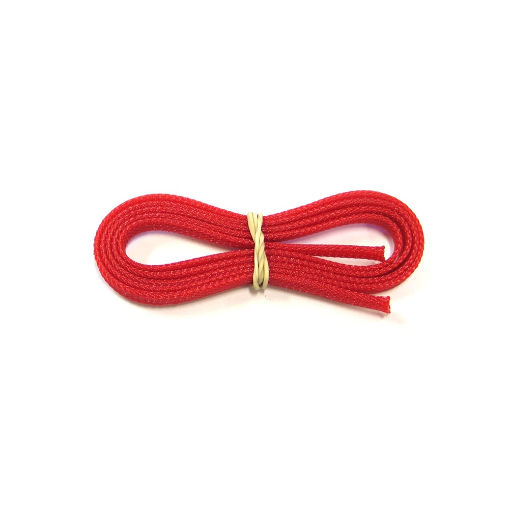 Gaine tressée rouge protection durite et cable 6 mm x 1 m