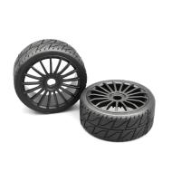 Paire de pneus 180mm Asphalt Blue Soft mont&eacute;s coll&eacute;s sur jantes noires pour MCD X5